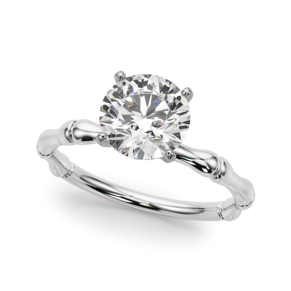 Refined Bamboo Engagement Ring Round Diamond Engagement Ring in 10K/14K gold and platinum with certified lab-grown or natural diamonds