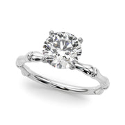 Refined Bamboo Engagement Ring Round Diamond Engagement Ring in 10K/14K gold and platinum with certified lab-grown or natural diamonds