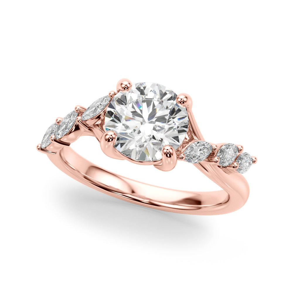 Iconic Sidestone Round Diamond Engagement Ring in 10K/14K gold and platinum with certified lab-grown or natural diamonds