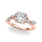 Iconic Sidestone Round Diamond Engagement Ring in 10K/14K gold and platinum with certified lab-grown or natural diamonds