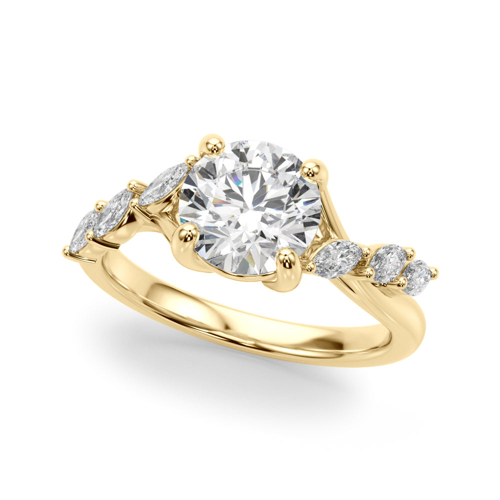 Iconic Sidestone Round Diamond Engagement Ring in 10K/14K gold and platinum with certified lab-grown or natural diamonds