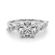 Iconic Sidestone Round Diamond Engagement Ring in 10K/14K gold and platinum with certified lab-grown or natural diamonds