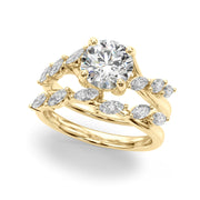 Iconic Sidestone Round Diamond Engagement Ring in 10K/14K gold and platinum with certified lab-grown or natural diamonds