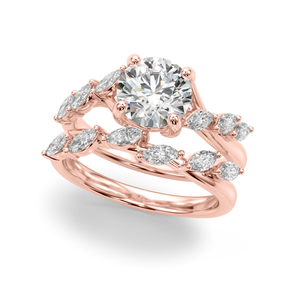 Iconic Sidestone Round Diamond Engagement Ring in 10K/14K gold and platinum with certified lab-grown or natural diamonds