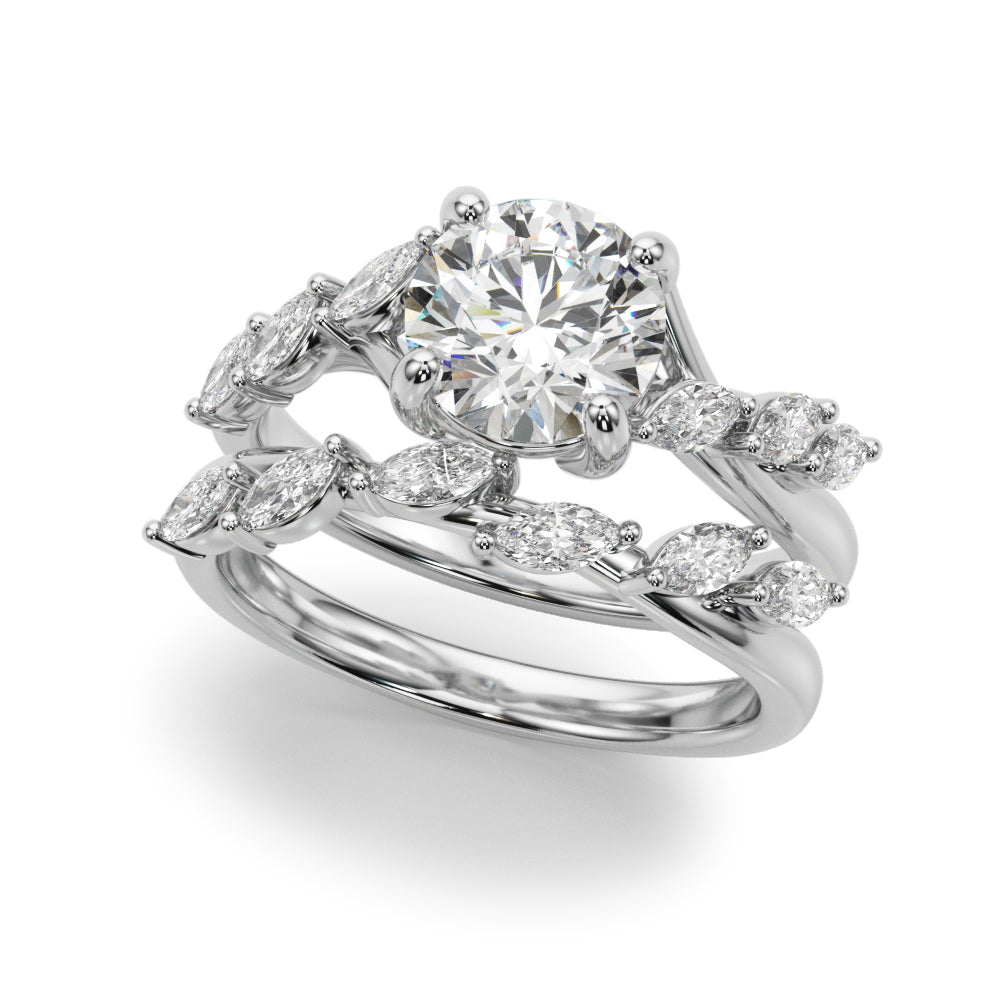 Iconic Sidestone Round Diamond Engagement Ring in 10K/14K gold and platinum with certified lab-grown or natural diamonds