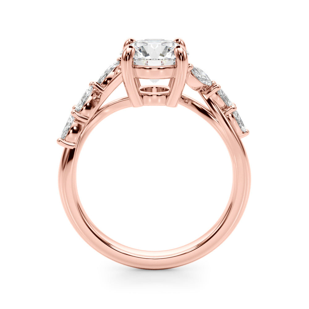 Iconic Sidestone Round Diamond Engagement Ring in 10K/14K gold and platinum with certified lab-grown or natural diamonds