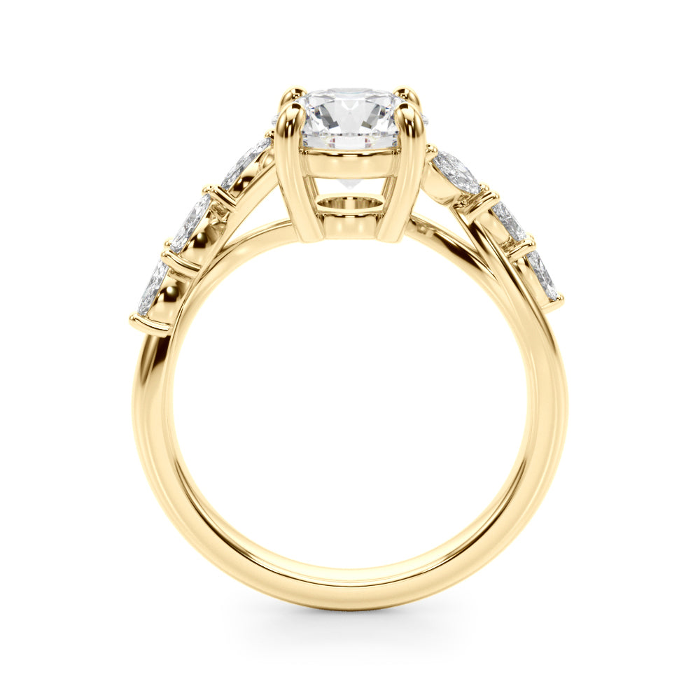 Iconic Sidestone Round Diamond Engagement Ring in 10K/14K gold and platinum with certified lab-grown or natural diamonds