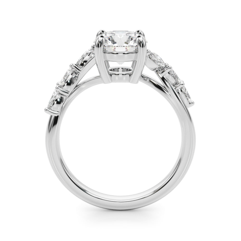 Iconic Sidestone Round Diamond Engagement Ring in 10K/14K gold and platinum with certified lab-grown or natural diamonds