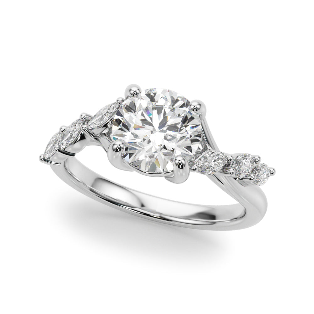Iconic Sidestone Round Diamond Engagement Ring in 10K/14K gold and platinum with certified lab-grown or natural diamonds
