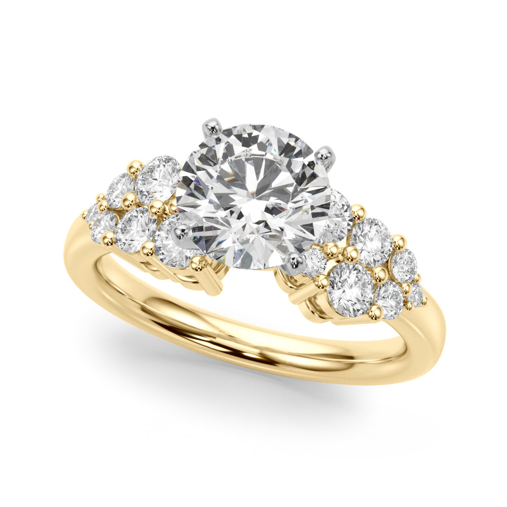 Signature Sidestone Round Diamond Engagement Ring in 10K/14K gold and platinum with certified lab-grown or natural diamonds