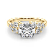 Signature Sidestone Round Diamond Engagement Ring in 10K/14K gold and platinum with certified lab-grown or natural diamonds