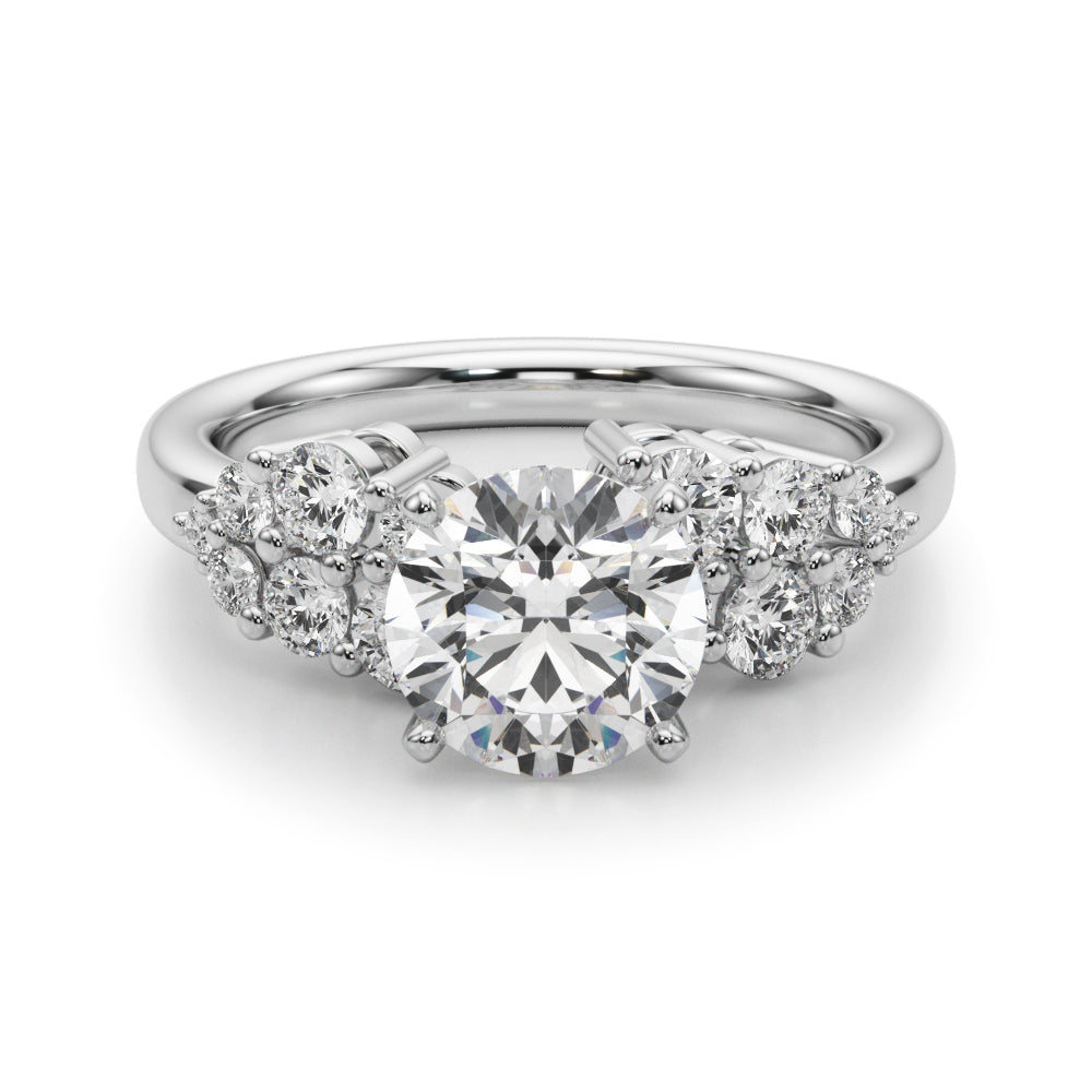 Signature Sidestone Round Diamond Engagement Ring in 10K/14K gold and platinum with certified lab-grown or natural diamonds