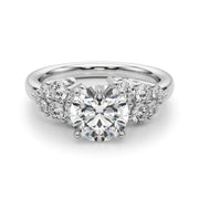 Signature Sidestone Round Diamond Engagement Ring in 10K/14K gold and platinum with certified lab-grown or natural diamonds