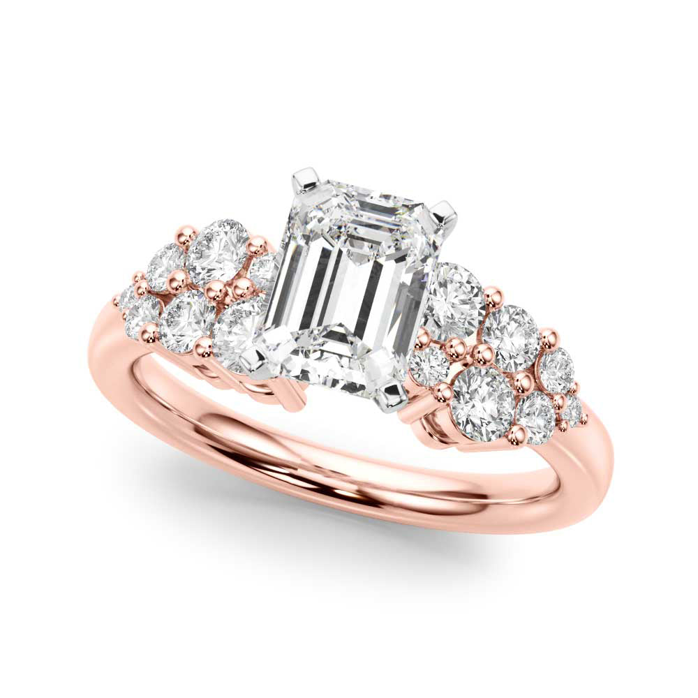 Signature Sidestone Round Diamond Engagement Ring in 10K/14K gold and platinum with certified lab-grown or natural diamonds