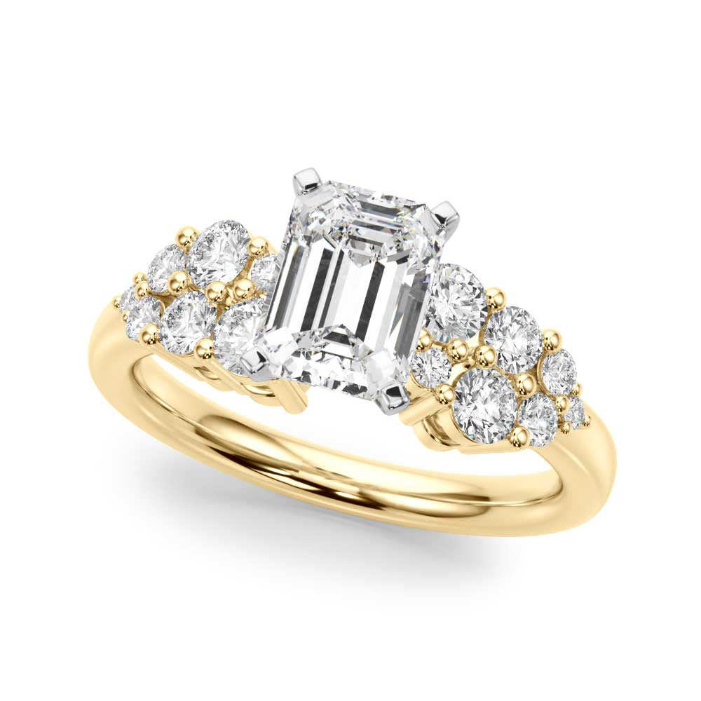 Signature Sidestone Round Diamond Engagement Ring in 10K/14K gold and platinum with certified lab-grown or natural diamonds