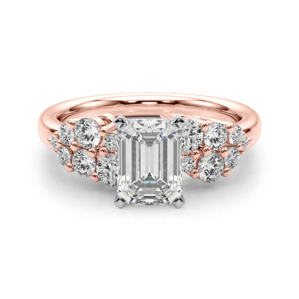 Signature Sidestone Round Diamond Engagement Ring in 10K/14K gold and platinum with certified lab-grown or natural diamonds