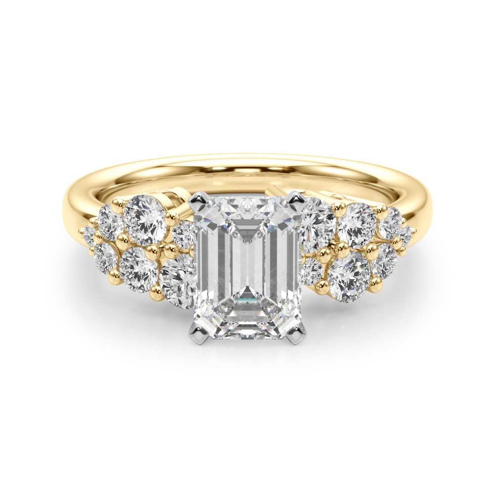 Signature Sidestone Round Diamond Engagement Ring in 10K/14K gold and platinum with certified lab-grown or natural diamonds