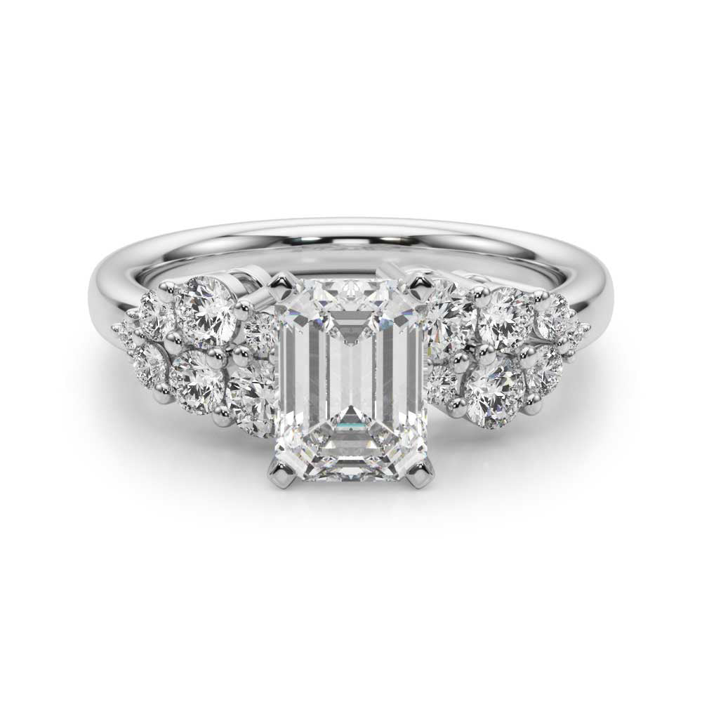 Signature Sidestone Round Diamond Engagement Ring in 10K/14K gold and platinum with certified lab-grown or natural diamonds