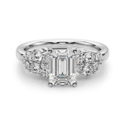 Signature Sidestone Round Diamond Engagement Ring in 10K/14K gold and platinum with certified lab-grown or natural diamonds