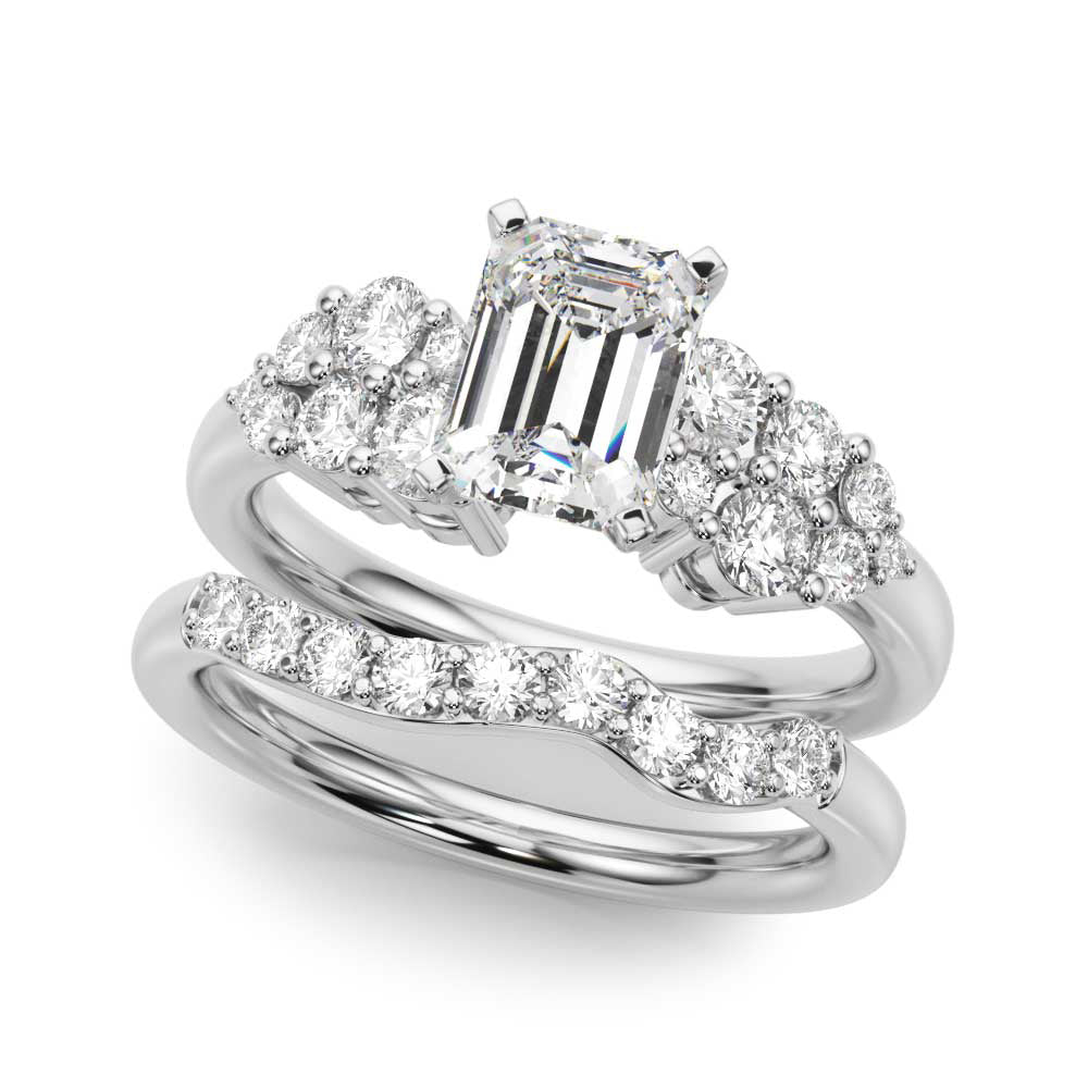 Signature Sidestone Round Diamond Engagement Ring in 10K/14K gold and platinum with certified lab-grown or natural diamonds