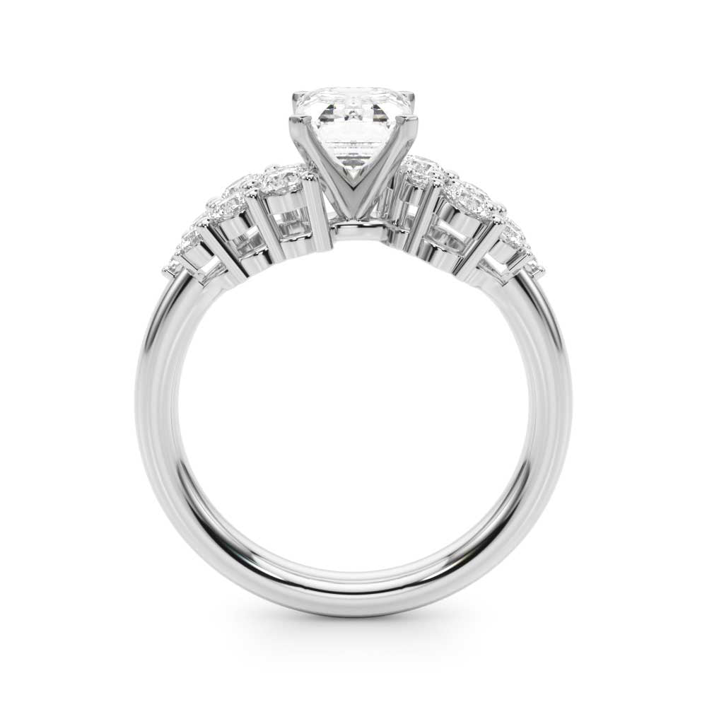 Signature Sidestone Round Diamond Engagement Ring in 10K/14K gold and platinum with certified lab-grown or natural diamonds