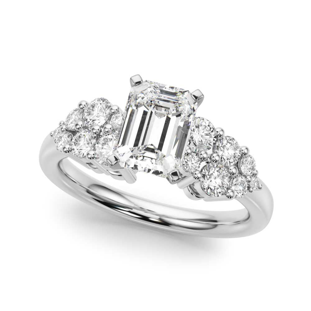 Signature Sidestone Round Diamond Engagement Ring in 10K/14K gold and platinum with certified lab-grown or natural diamonds