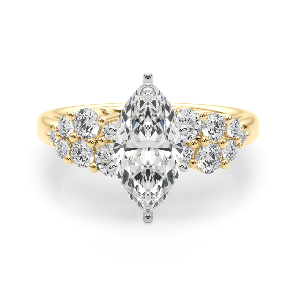 Signature Sidestone Round Diamond Engagement Ring in 10K/14K gold and platinum with certified lab-grown or natural diamonds