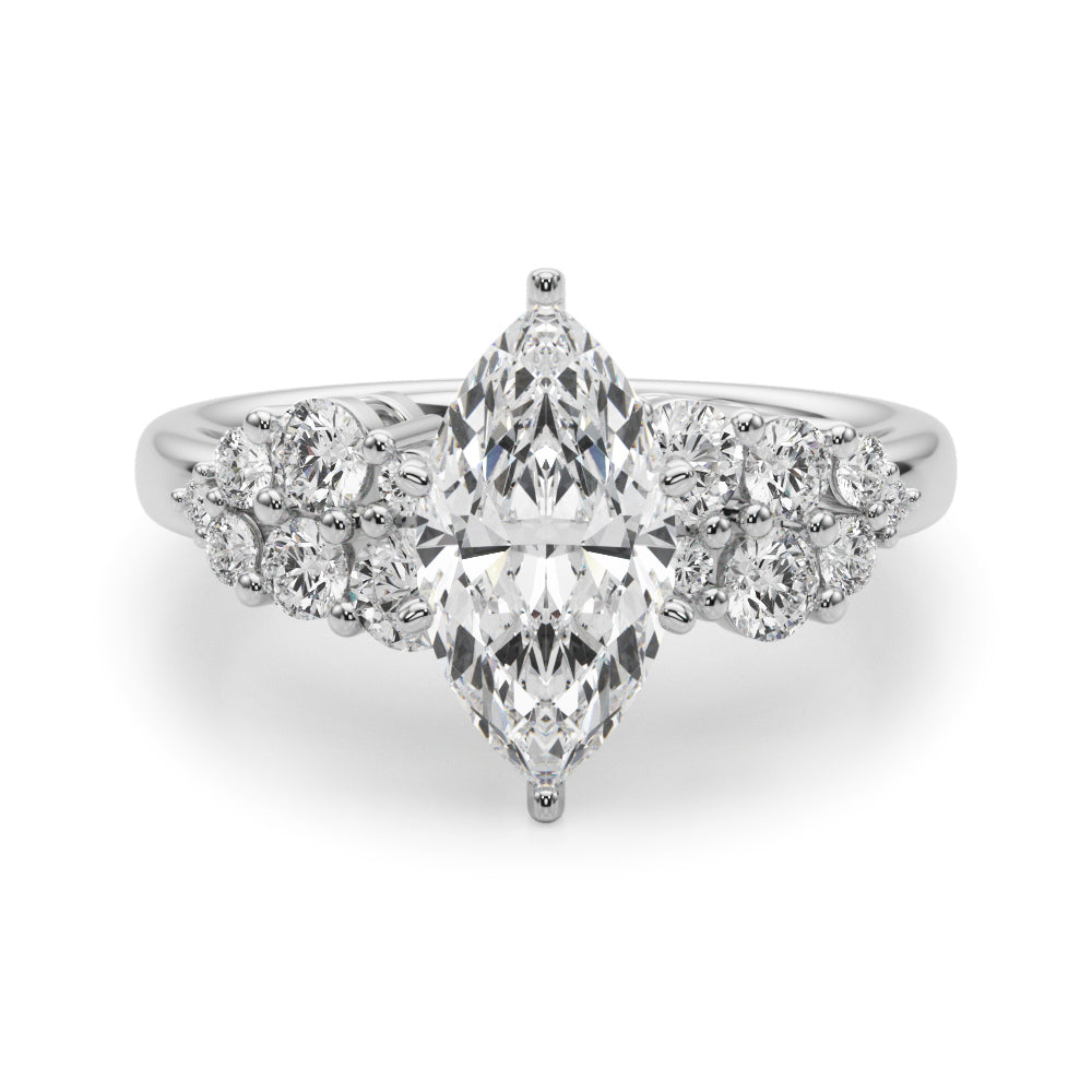 Signature Sidestone Round Diamond Engagement Ring in 10K/14K gold and platinum with certified lab-grown or natural diamonds