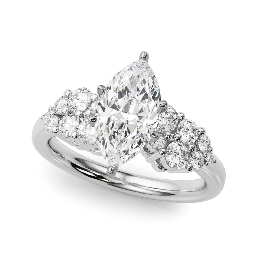 Signature Sidestone Round Diamond Engagement Ring in 10K/14K gold and platinum with certified lab-grown or natural diamonds