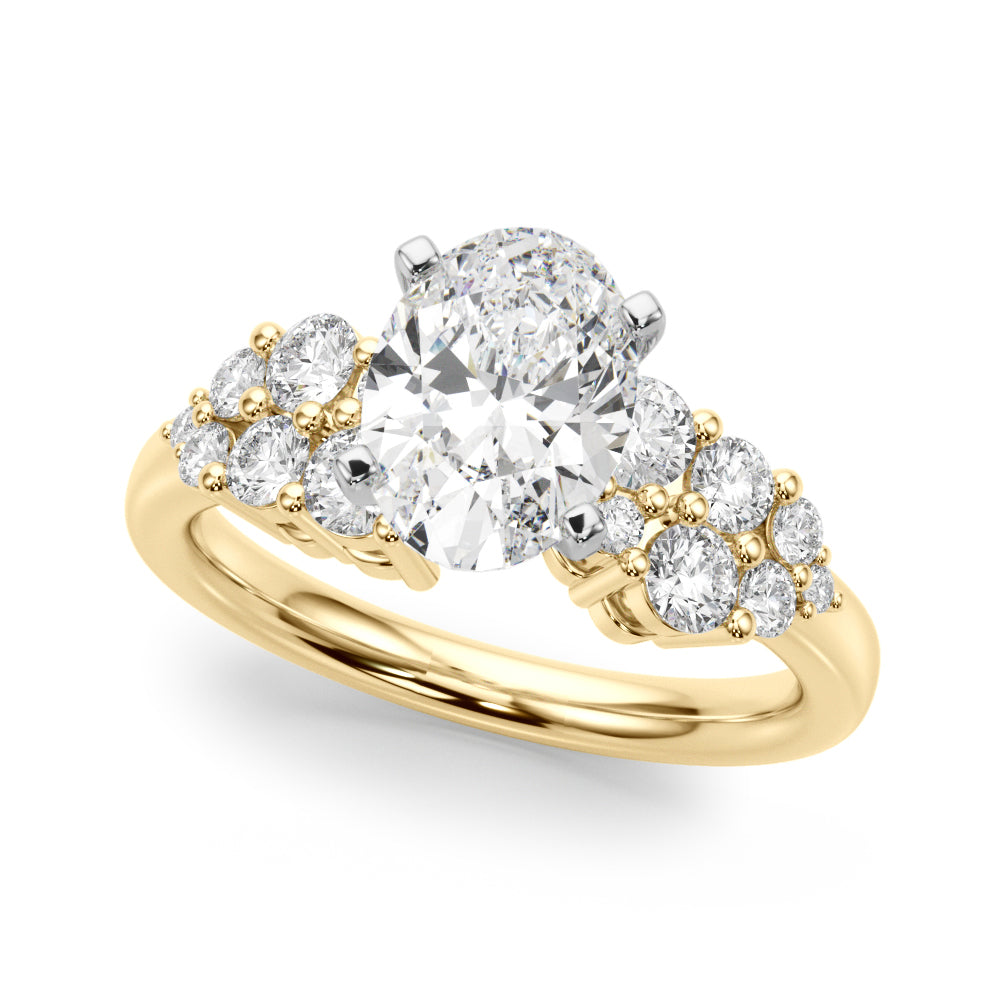 Signature Sidestone Round Diamond Engagement Ring in 10K/14K gold and platinum with certified lab-grown or natural diamonds