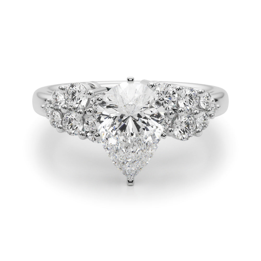 Signature Sidestone Round Diamond Engagement Ring in 10K/14K gold and platinum with certified lab-grown or natural diamonds