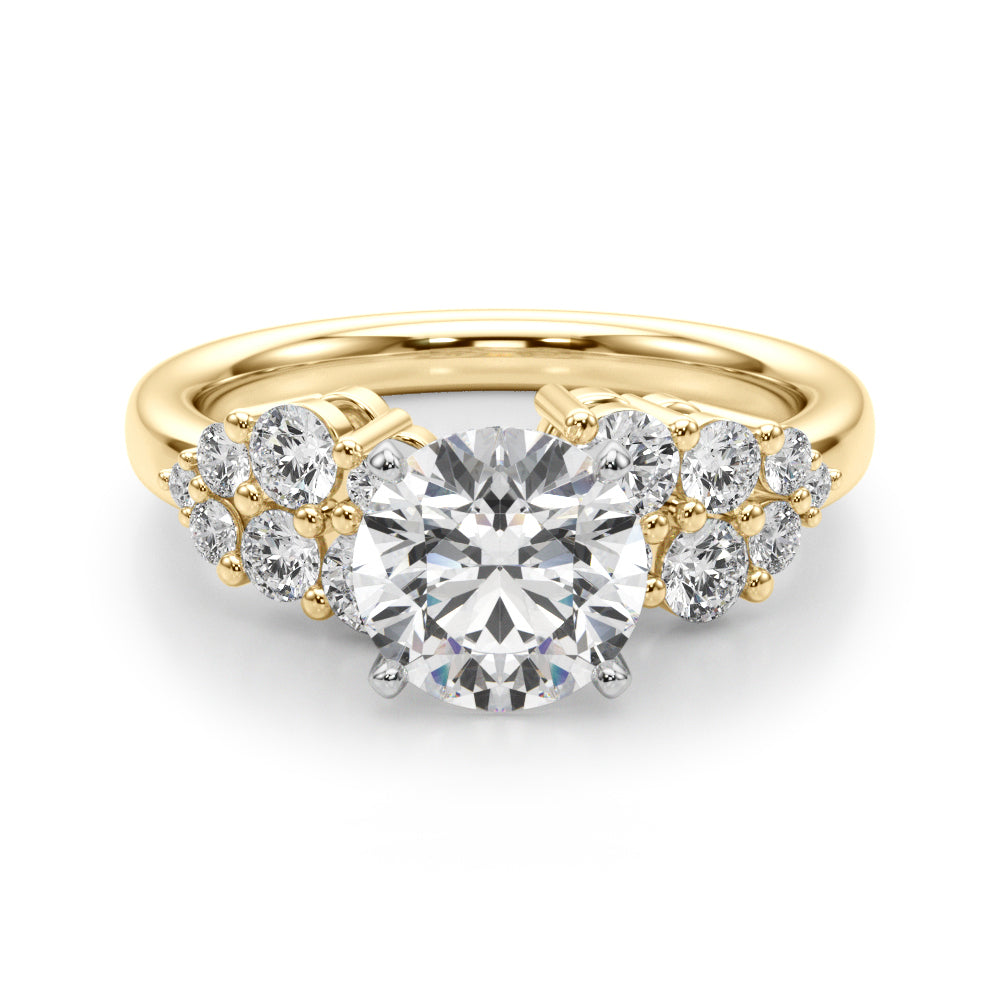 Signature Sidestone Round Diamond Engagement Ring in 10K/14K gold and platinum with certified lab-grown or natural diamonds