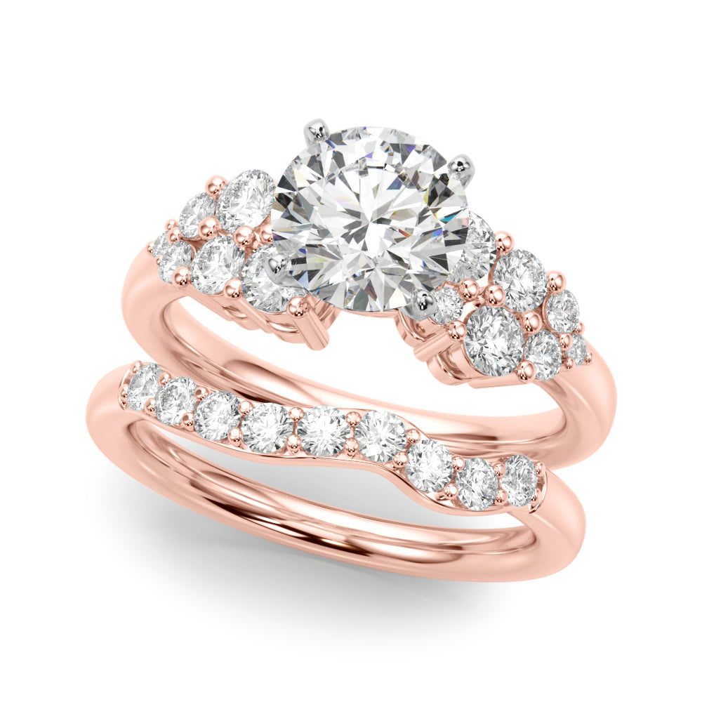 Signature Sidestone Round Diamond Engagement Ring in 10K/14K gold and platinum with certified lab-grown or natural diamonds