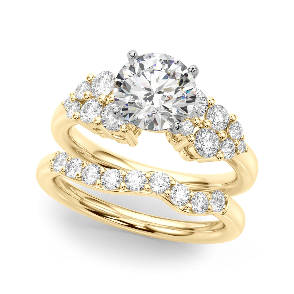 Signature Sidestone Round Diamond Engagement Ring in 10K/14K gold and platinum with certified lab-grown or natural diamonds