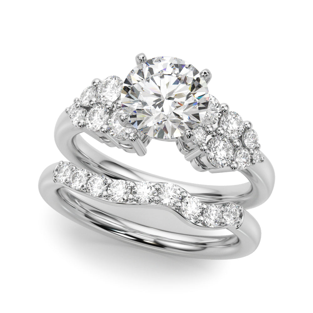 Signature Sidestone Round Diamond Engagement Ring in 10K/14K gold and platinum with certified lab-grown or natural diamonds