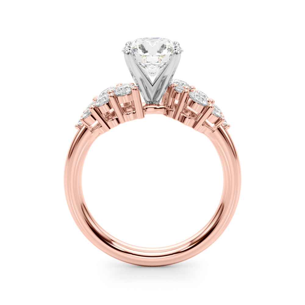 Signature Sidestone Round Diamond Engagement Ring in 10K/14K gold and platinum with certified lab-grown or natural diamonds