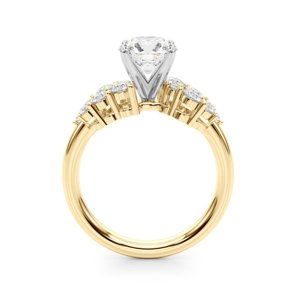 Signature Sidestone Round Diamond Engagement Ring in 10K/14K gold and platinum with certified lab-grown or natural diamonds