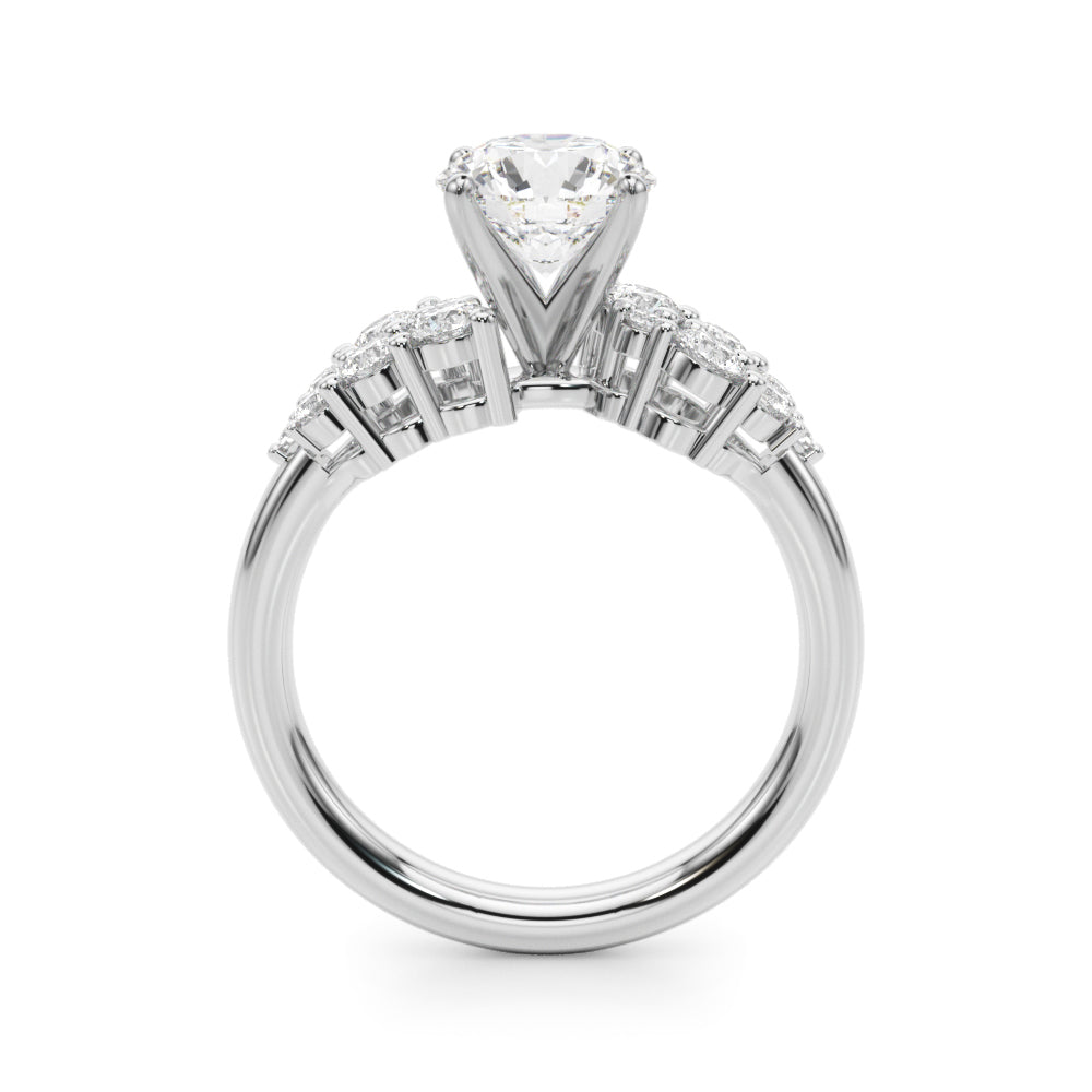Signature Sidestone Round Diamond Engagement Ring in 10K/14K gold and platinum with certified lab-grown or natural diamonds