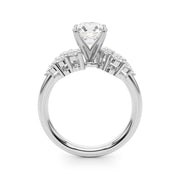 Signature Sidestone Round Diamond Engagement Ring in 10K/14K gold and platinum with certified lab-grown or natural diamonds