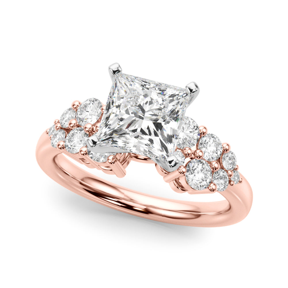 Signature Sidestone Round Diamond Engagement Ring in 10K/14K gold and platinum with certified lab-grown or natural diamonds