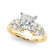 Signature Sidestone Round Diamond Engagement Ring in 10K/14K gold and platinum with certified lab-grown or natural diamonds