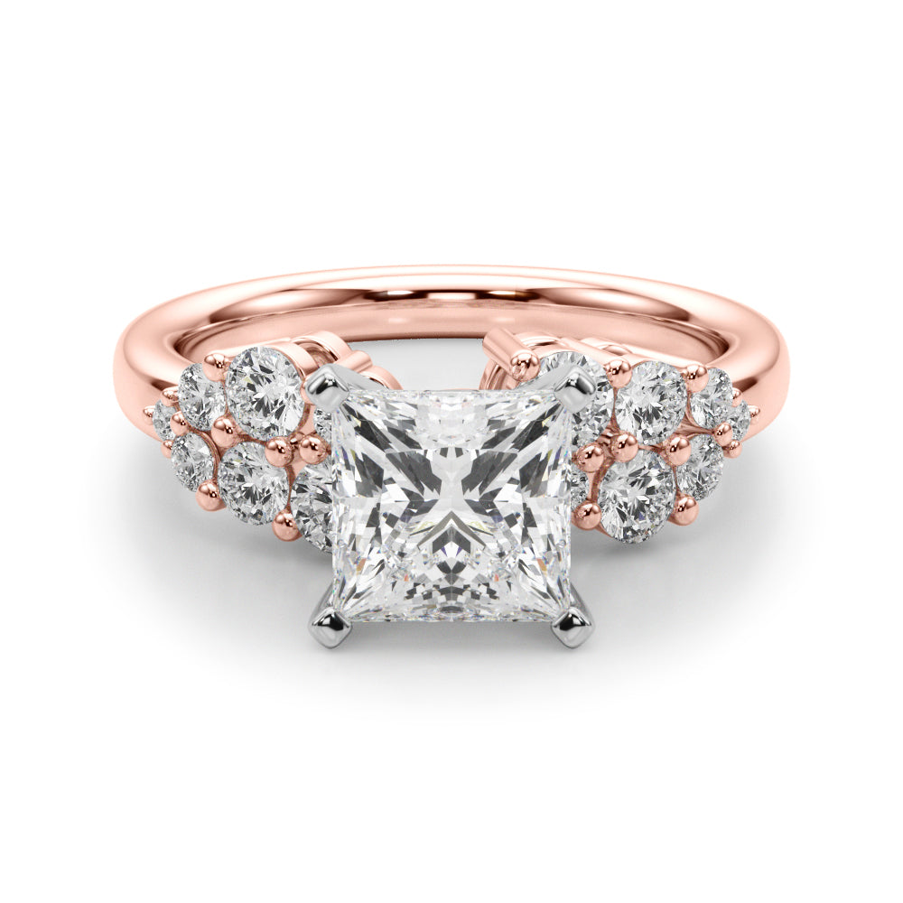 Signature Sidestone Round Diamond Engagement Ring in 10K/14K gold and platinum with certified lab-grown or natural diamonds