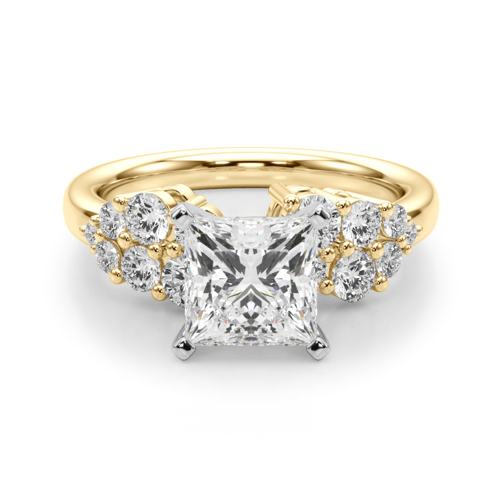 Signature Sidestone Round Diamond Engagement Ring in 10K/14K gold and platinum with certified lab-grown or natural diamonds