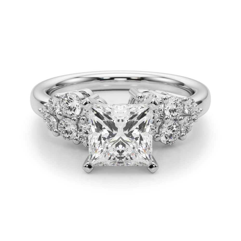 Signature Sidestone Round Diamond Engagement Ring in 10K/14K gold and platinum with certified lab-grown or natural diamonds