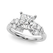 Signature Sidestone Round Diamond Engagement Ring in 10K/14K gold and platinum with certified lab-grown or natural diamonds