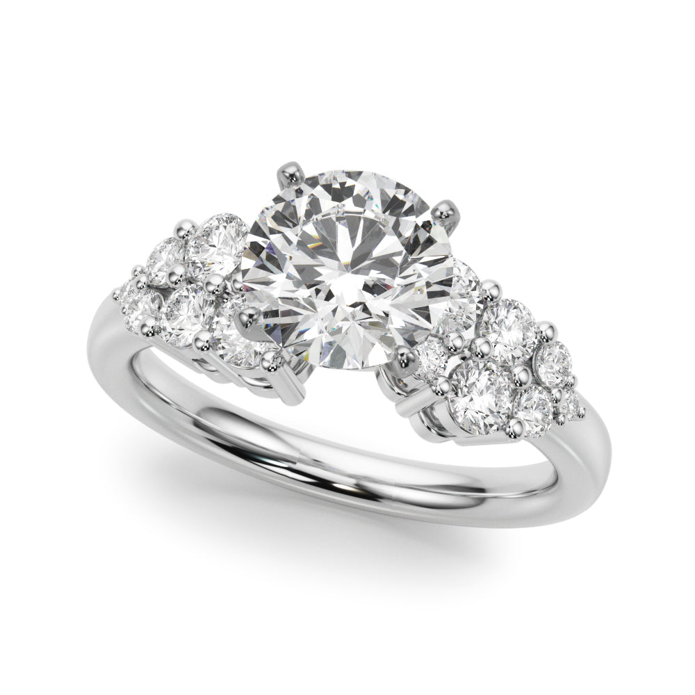 Signature Sidestone Round Diamond Engagement Ring in 10K/14K gold and platinum with certified lab-grown or natural diamonds