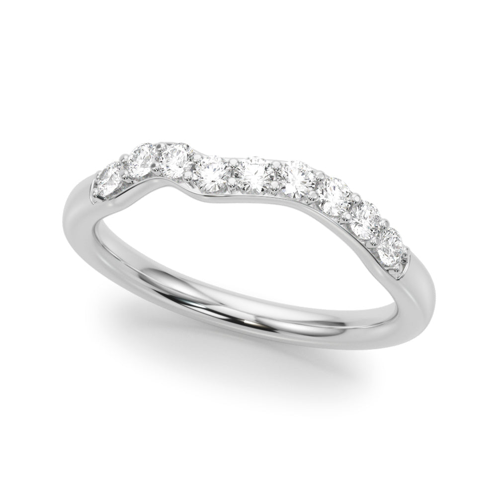 Curved Diamond Half Eternity Ring in Gold & Platinum