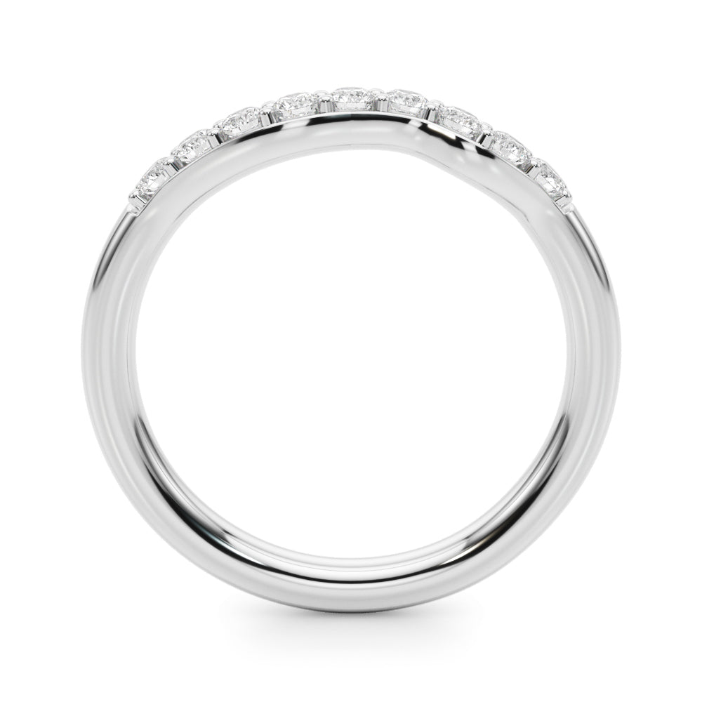 Curved Diamond Half Eternity Ring in Gold & Platinum