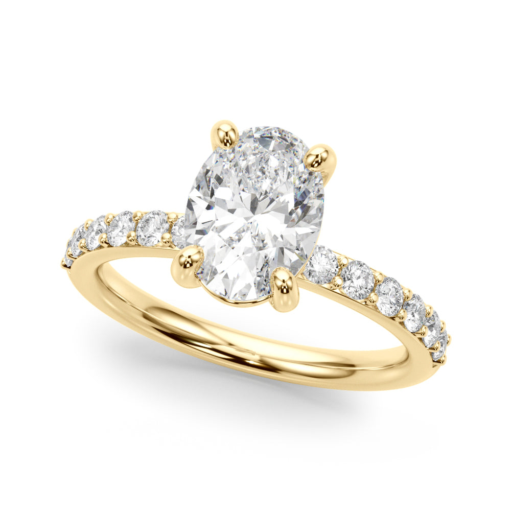 Bespoke Center Single Row Engagement Oval Diamond Engagement Ring in 10K/14K gold and platinum with certified lab-grown or natural diamonds