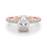 Bespoke Center Single Row Engagement Oval Diamond Engagement Ring in 10K/14K gold and platinum with certified lab-grown or natural diamonds